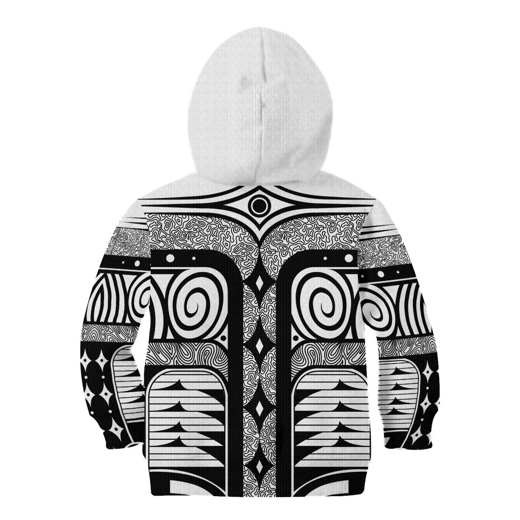 Japanese Indigenous Kid Hoodie Jomon Tribal Inspired White