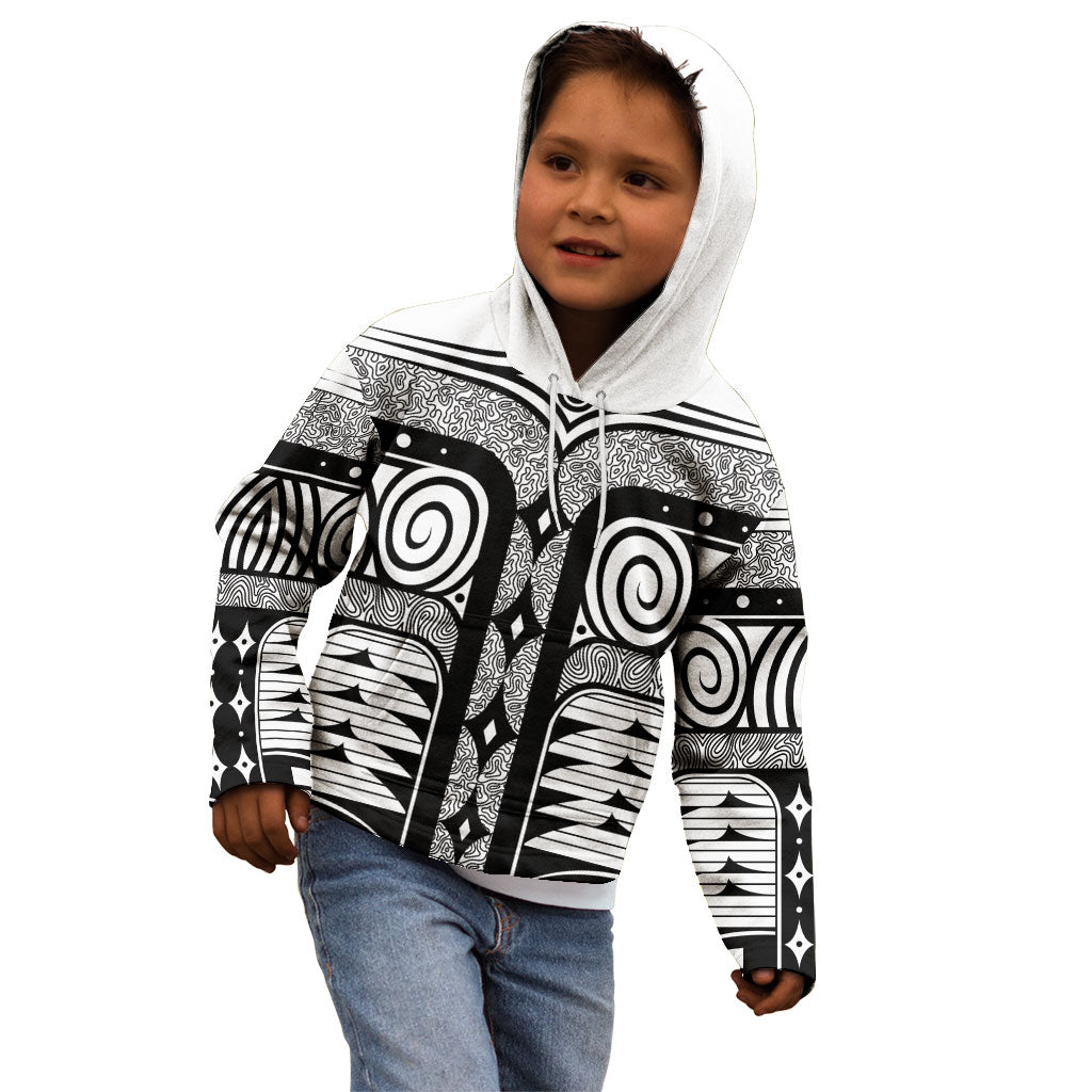 Japanese Indigenous Kid Hoodie Jomon Tribal Inspired White
