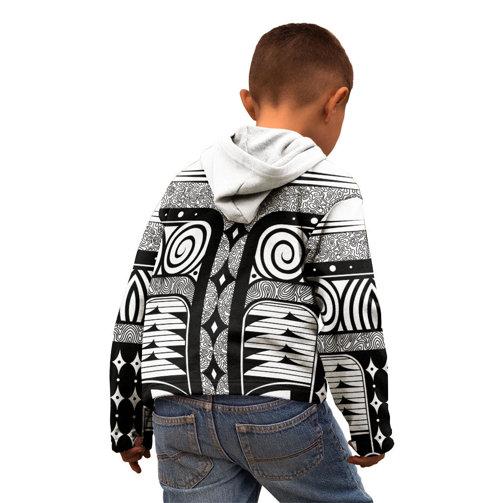 Japanese Indigenous Kid Hoodie Jomon Tribal Inspired White