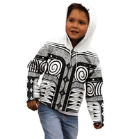 Japanese Indigenous Kid Hoodie Jomon Tribal Inspired White