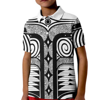 Japanese Indigenous Kid Polo Shirt Jomon Tribal Inspired White