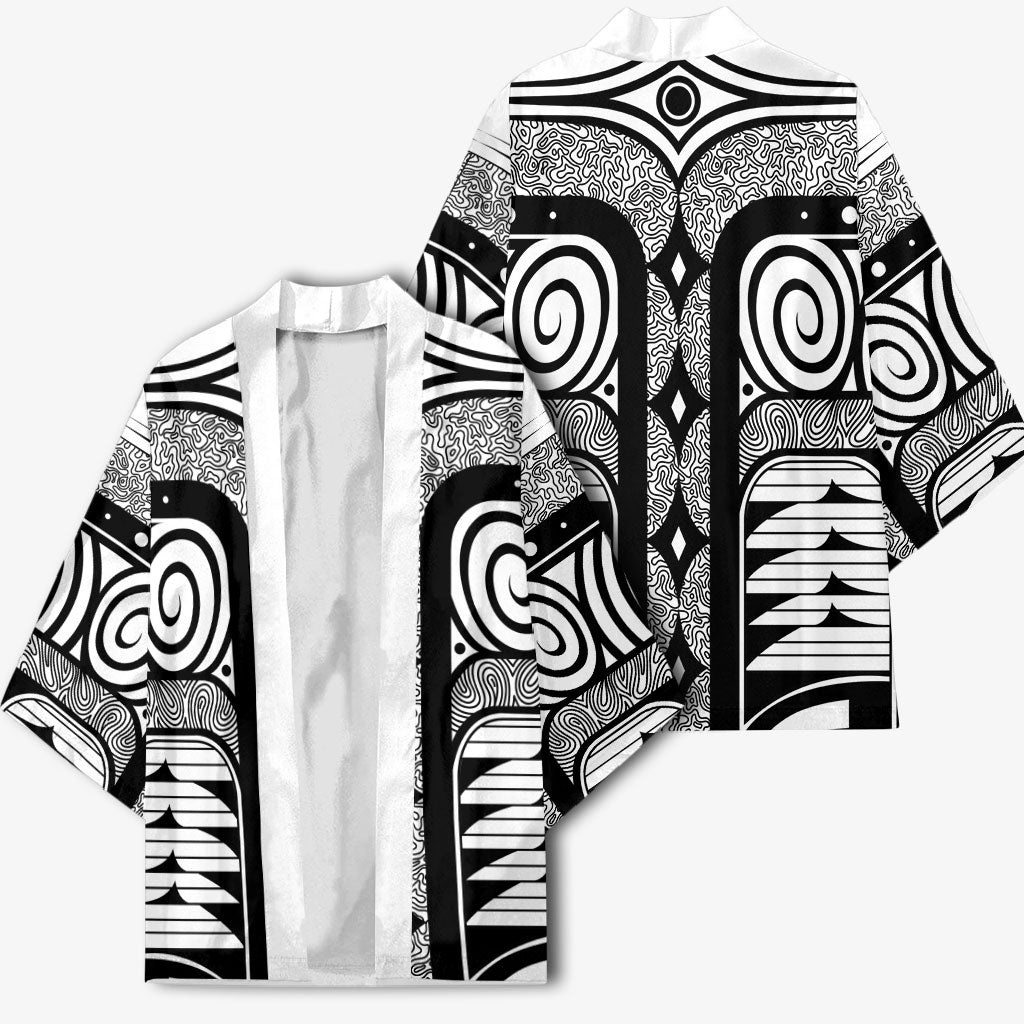 Japanese Indigenous Kimono Jomon Tribal Inspired White