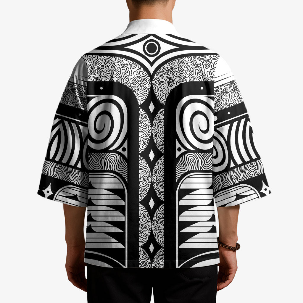 Japanese Indigenous Kimono Jomon Tribal Inspired White