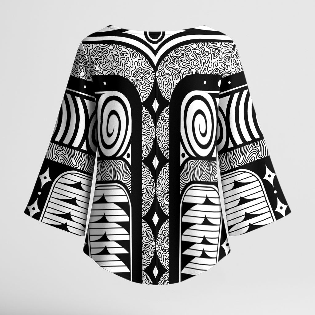 Japanese Indigenous Kimono Sleeve Blouse Jomon Tribal Inspired White