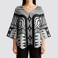 Japanese Indigenous Kimono Sleeve Blouse Jomon Tribal Inspired White