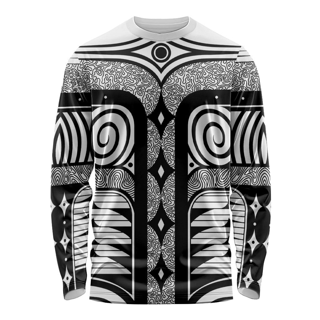 Japanese Indigenous Long Sleeve Shirt Jomon Tribal Inspired White
