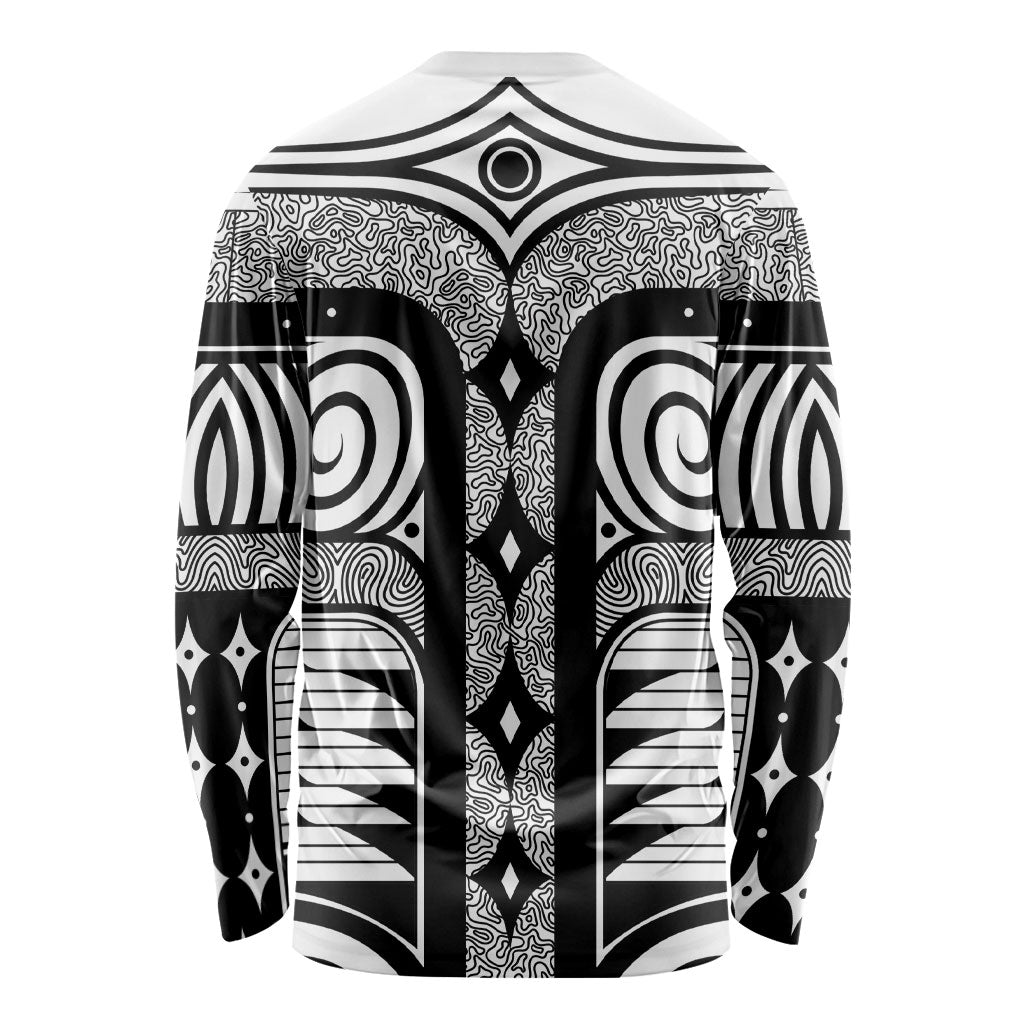 Japanese Indigenous Long Sleeve Shirt Jomon Tribal Inspired White