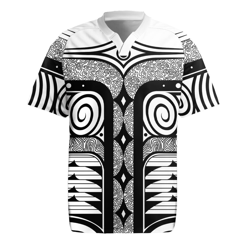 Japanese Indigenous Rugby Jersey Jomon Tribal Inspired White