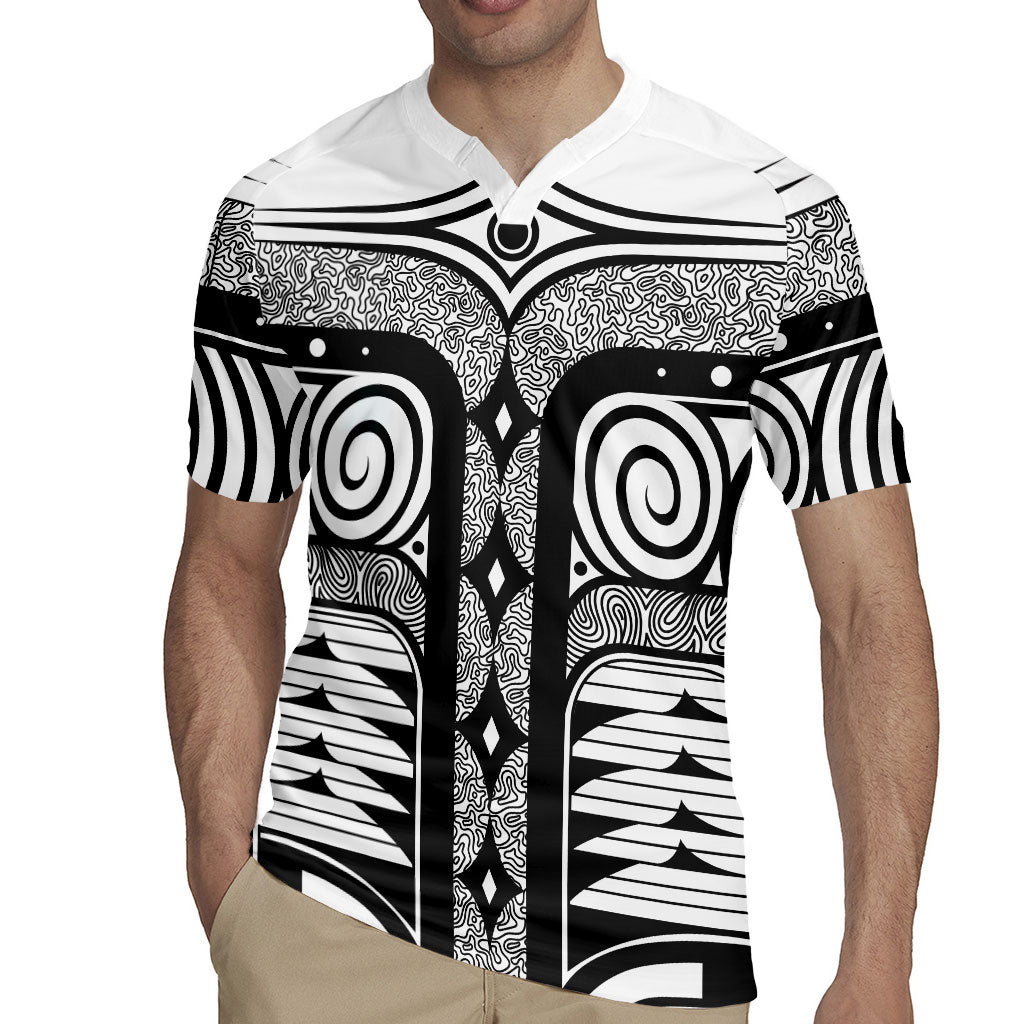 Japanese Indigenous Rugby Jersey Jomon Tribal Inspired White