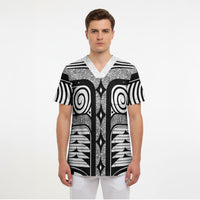Japanese Indigenous Scrub Top Jomon Tribal Inspired White