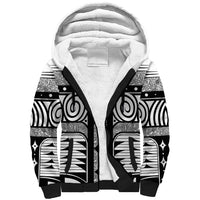 Japanese Indigenous Sherpa Hoodie Jomon Tribal Inspired White