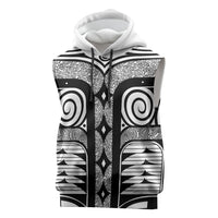 Japanese Indigenous Sleeveless Hoodie Jomon Tribal Inspired White