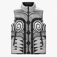 Japanese Indigenous Sleeveless Puffer Jacket Jomon Tribal Inspired White