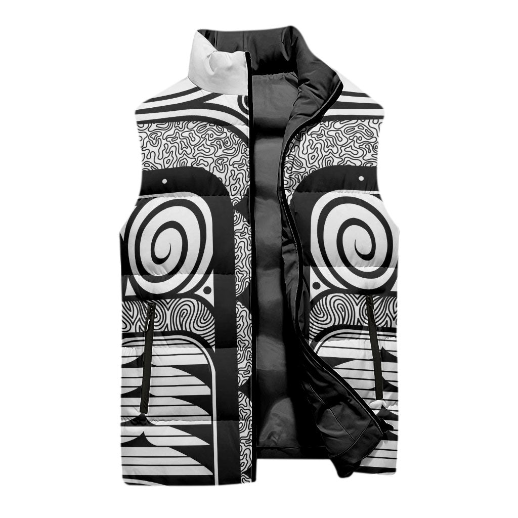 Japanese Indigenous Sleeveless Puffer Jacket Jomon Tribal Inspired White