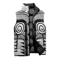 Japanese Indigenous Sleeveless Puffer Jacket Jomon Tribal Inspired White