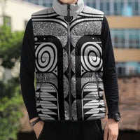 Japanese Indigenous Sleeveless Puffer Jacket Jomon Tribal Inspired White