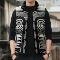 Japanese Indigenous Sleeveless Puffer Jacket Jomon Tribal Inspired White