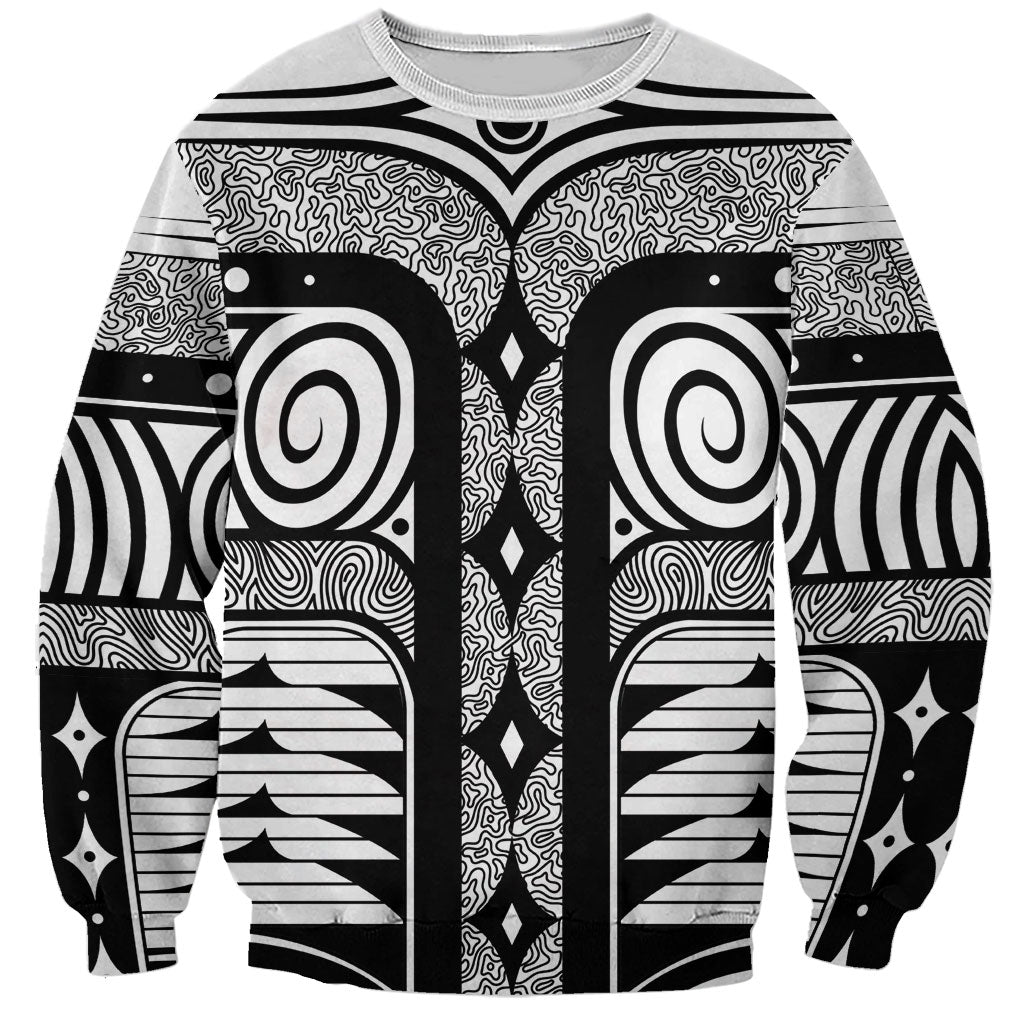 Japanese Indigenous Sweatshirt Jomon Tribal Inspired White