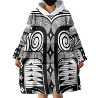 Japanese Indigenous Wearable Blanket Hoodie Jomon Tribal Inspired White