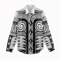 Japanese Indigenous Women Casual Shirt Jomon Tribal Inspired White