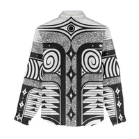 Japanese Indigenous Women Casual Shirt Jomon Tribal Inspired White