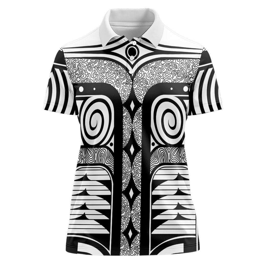 Japanese Indigenous Women Polo Shirt Jomon Tribal Inspired White