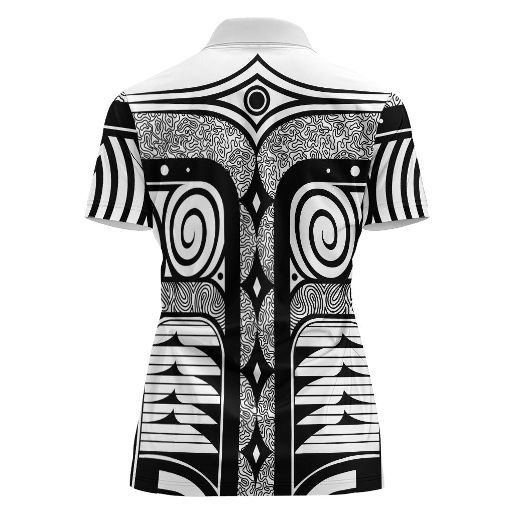 Japanese Indigenous Women Polo Shirt Jomon Tribal Inspired White
