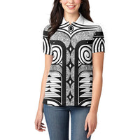 Japanese Indigenous Women Polo Shirt Jomon Tribal Inspired White