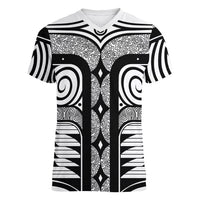 Japanese Indigenous Women V-Neck T-Shirt Jomon Tribal Inspired White