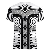 Japanese Indigenous Women V-Neck T-Shirt Jomon Tribal Inspired White