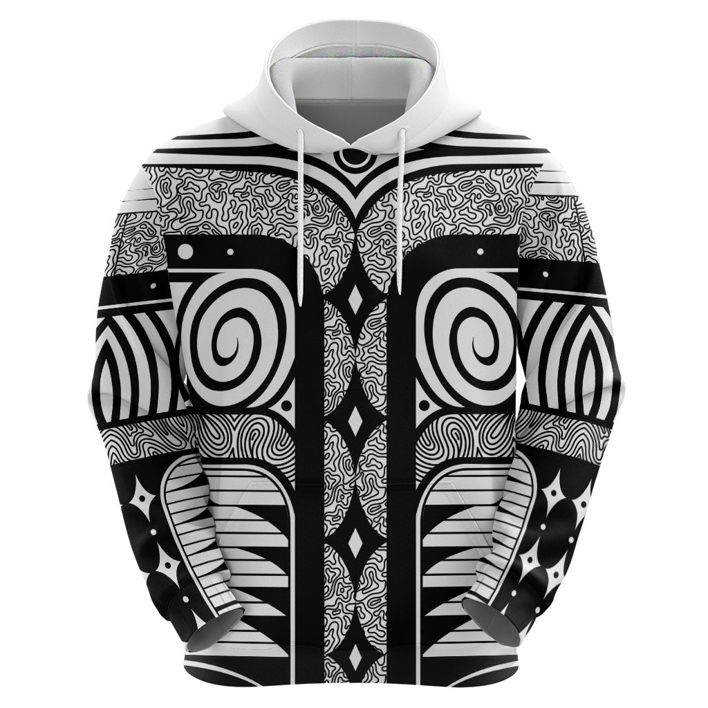 Japanese Indigenous Zip Hoodie Jomon Tribal Inspired White
