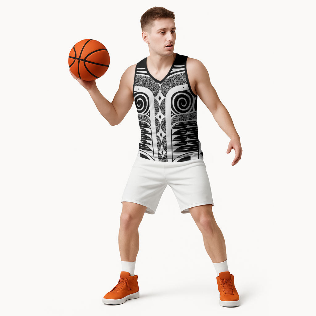 Japanese Indigenous Basketball Jersey Jomon Tribal Inspired Black