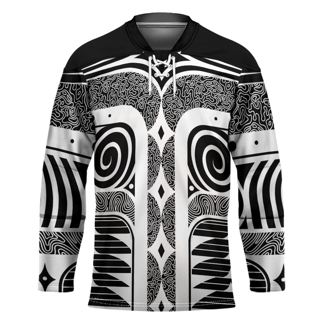 Japanese Indigenous Hockey Jersey Jomon Tribal Inspired Black