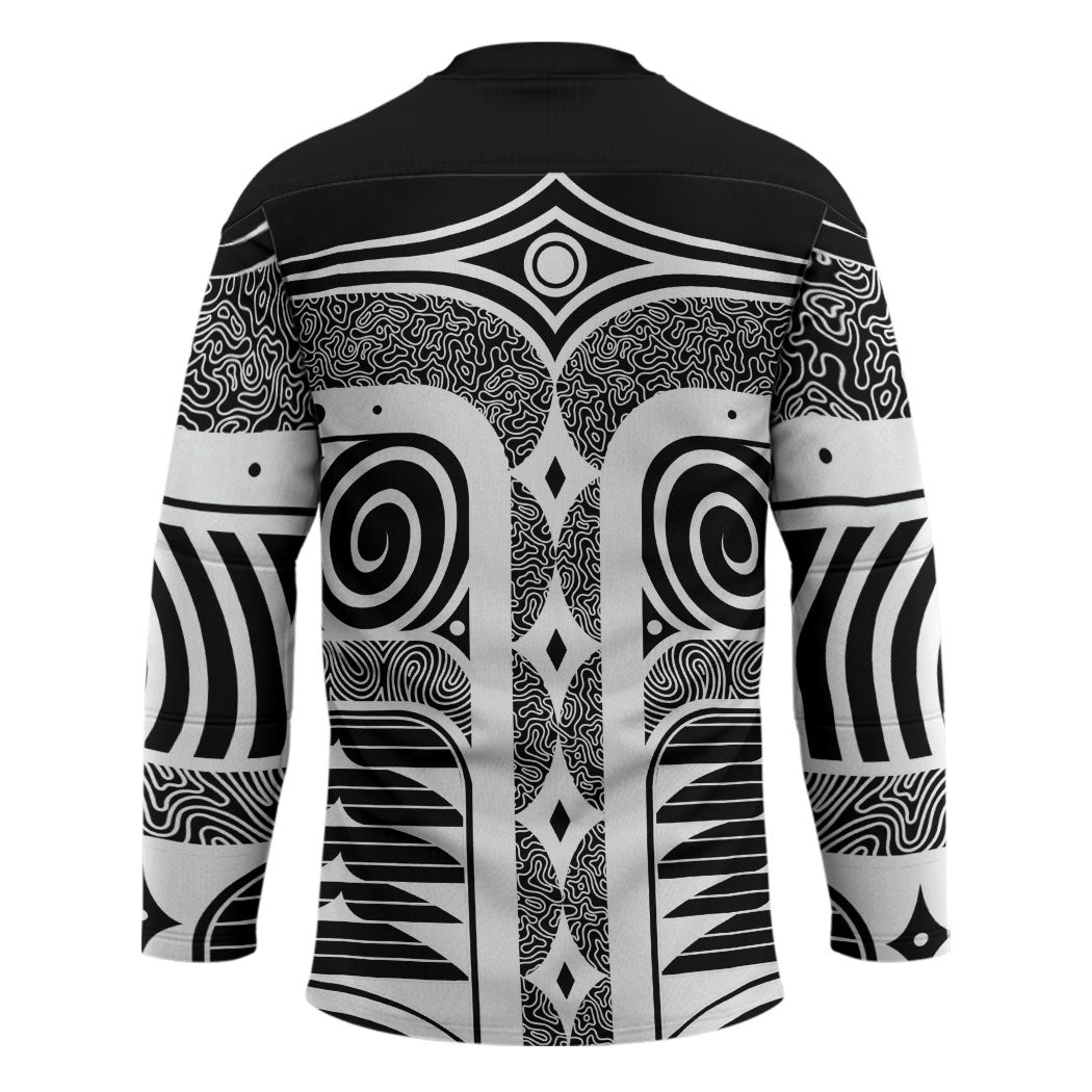 Japanese Indigenous Hockey Jersey Jomon Tribal Inspired Black