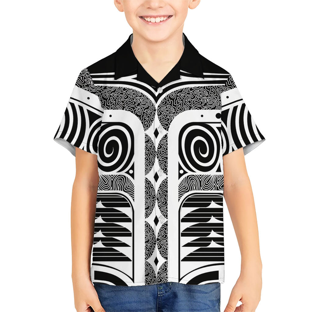 Japanese Indigenous Kid Hawaiian Shirt Jomon Tribal Inspired Black