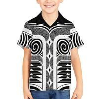 Japanese Indigenous Kid Hawaiian Shirt Jomon Tribal Inspired Black