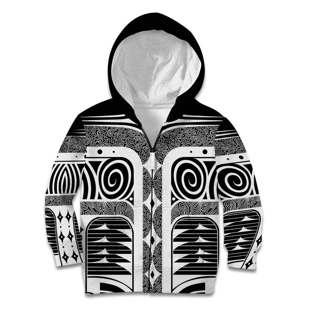 Japanese Indigenous Kid Hoodie Jomon Tribal Inspired Black