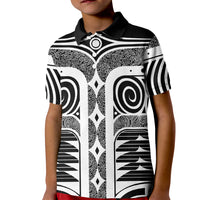 Japanese Indigenous Kid Polo Shirt Jomon Tribal Inspired Black