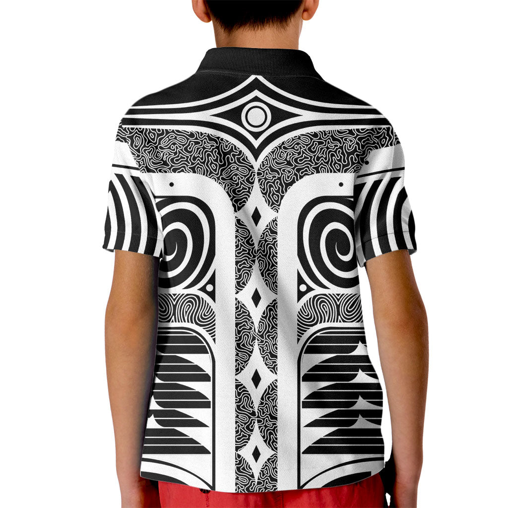 Japanese Indigenous Kid Polo Shirt Jomon Tribal Inspired Black