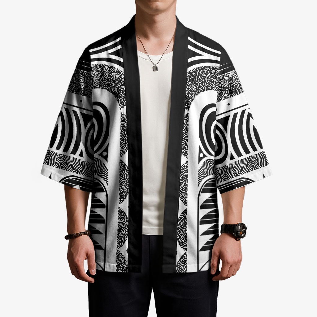 Japanese Indigenous Kimono Jomon Tribal Inspired Black
