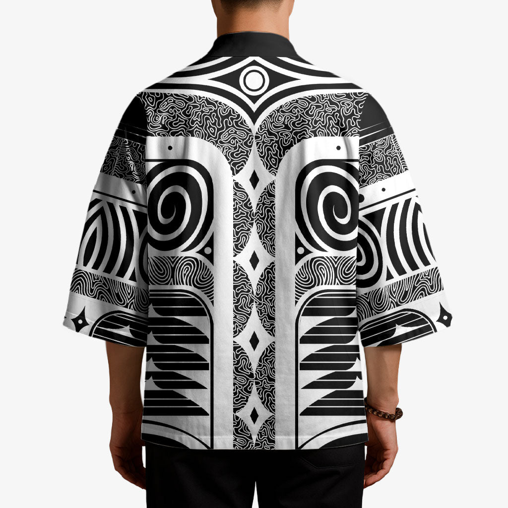 Japanese Indigenous Kimono Jomon Tribal Inspired Black
