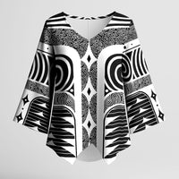 Japanese Indigenous Kimono Sleeve Blouse Jomon Tribal Inspired Black