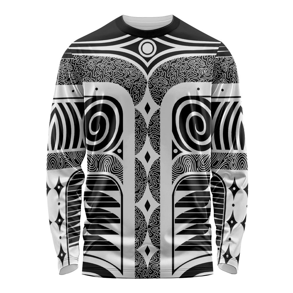 Japanese Indigenous Long Sleeve Shirt Jomon Tribal Inspired Black