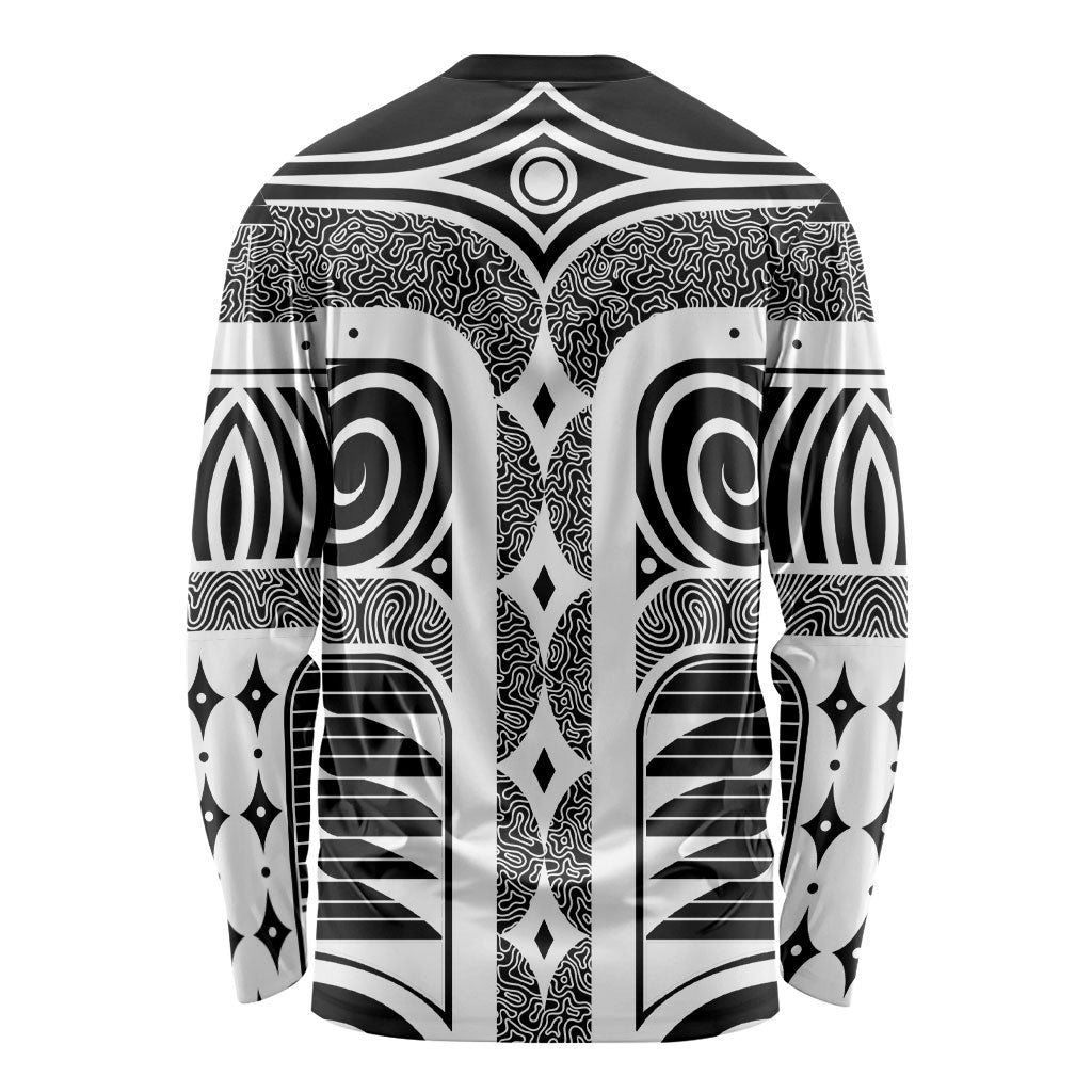 Japanese Indigenous Long Sleeve Shirt Jomon Tribal Inspired Black