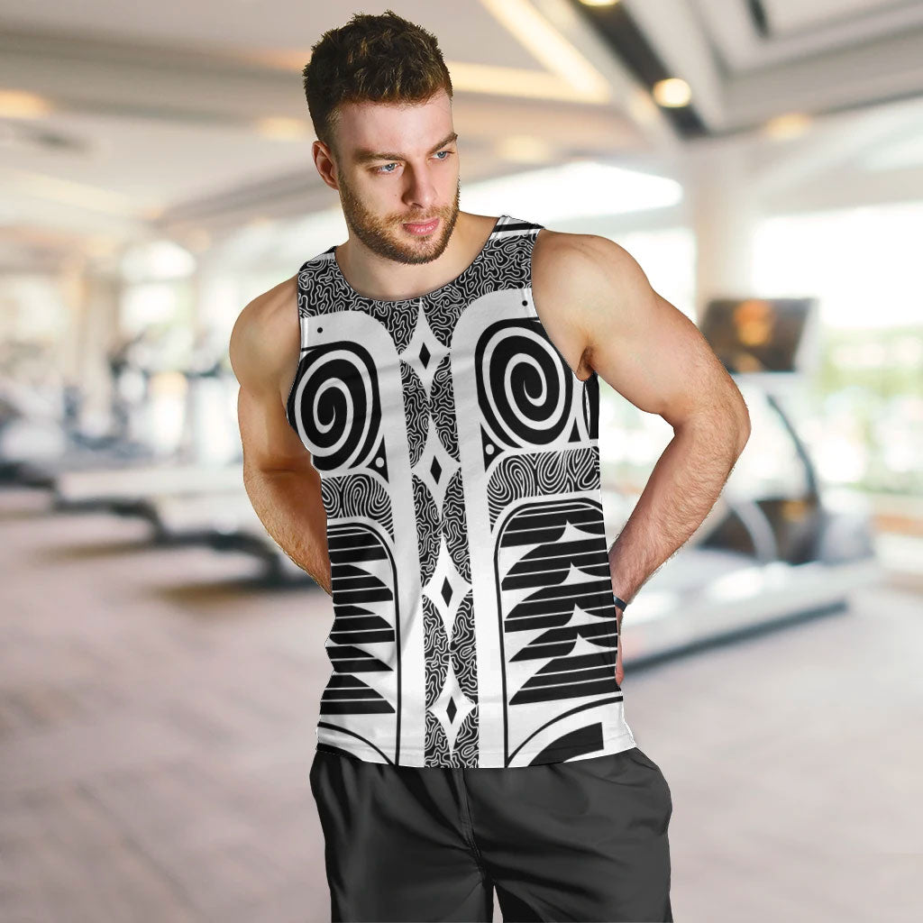 Japanese Indigenous Men Tank Top Jomon Tribal Inspired Black