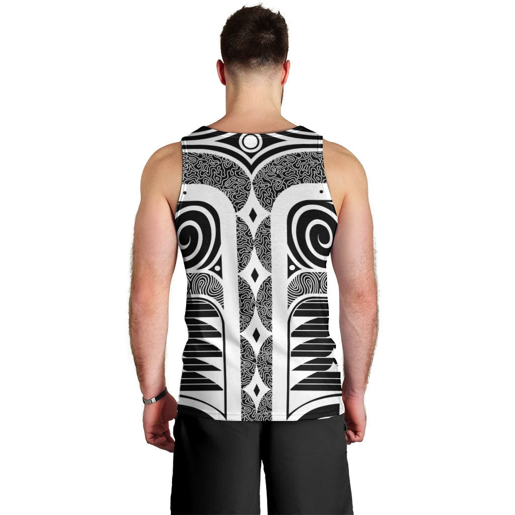 Japanese Indigenous Men Tank Top Jomon Tribal Inspired Black