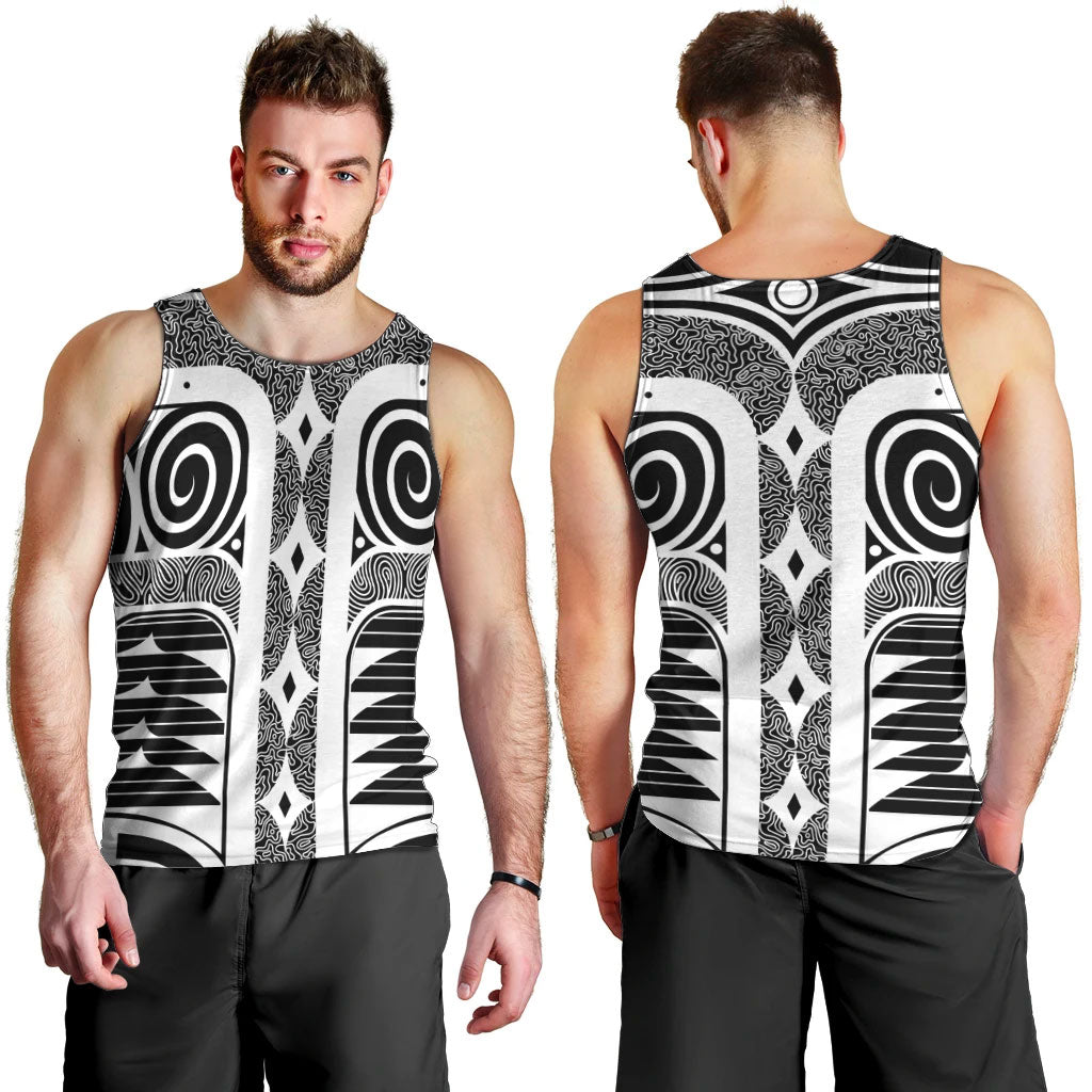 Japanese Indigenous Men Tank Top Jomon Tribal Inspired Black