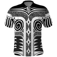 Japanese Indigenous Polo Shirt Jomon Tribal Inspired Black