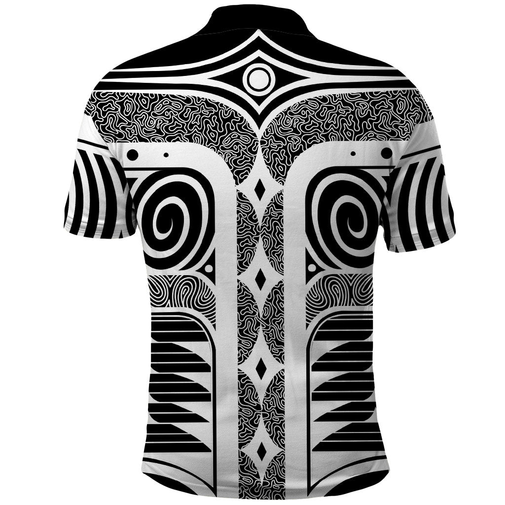 Japanese Indigenous Polo Shirt Jomon Tribal Inspired Black