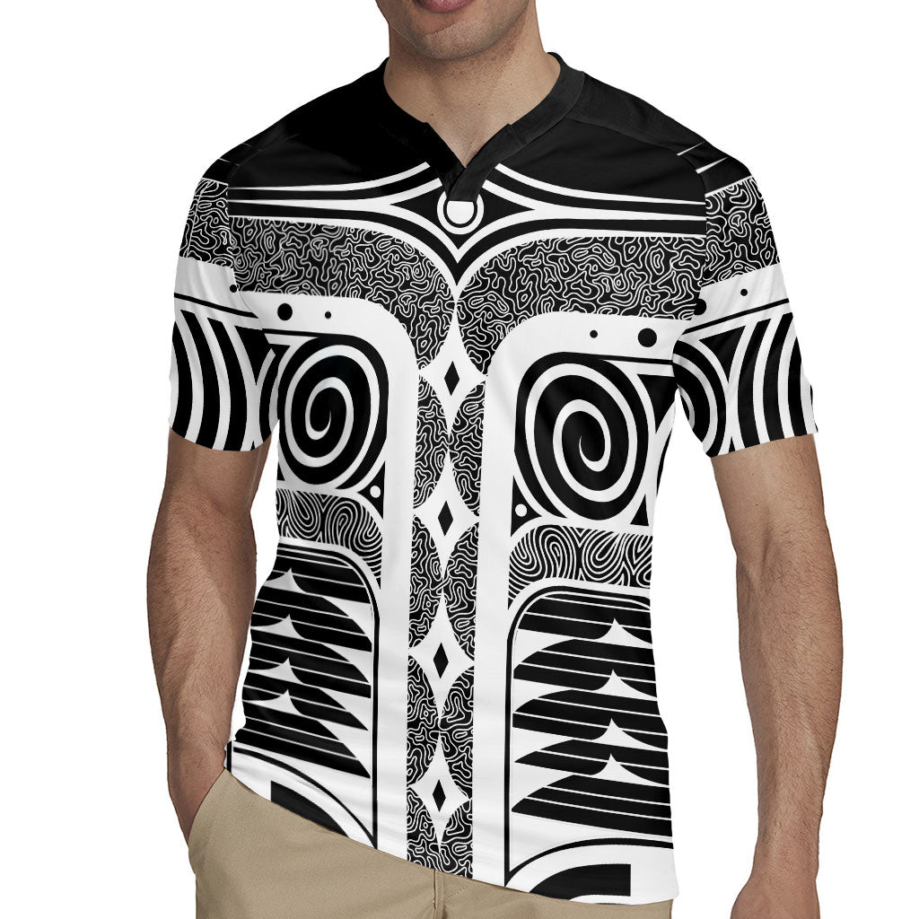 Japanese Indigenous Rugby Jersey Jomon Tribal Inspired Black